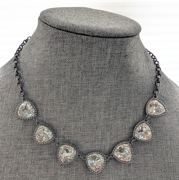 Unbranded Jewelry - Trendy Gunmetal Gray Sparkly Glam Glam Rhinestone Evening Prom Collar Necklace